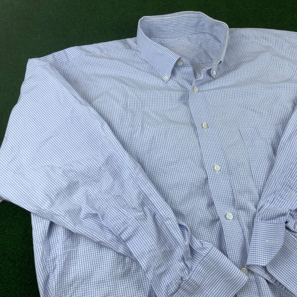 Holland Sherry London 1836 Blue Gingham Button‎ Down Shirt Men's Dress Casual